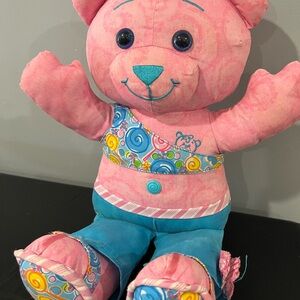 Vintage Pink and Blue Doodle Bear Plush Toy